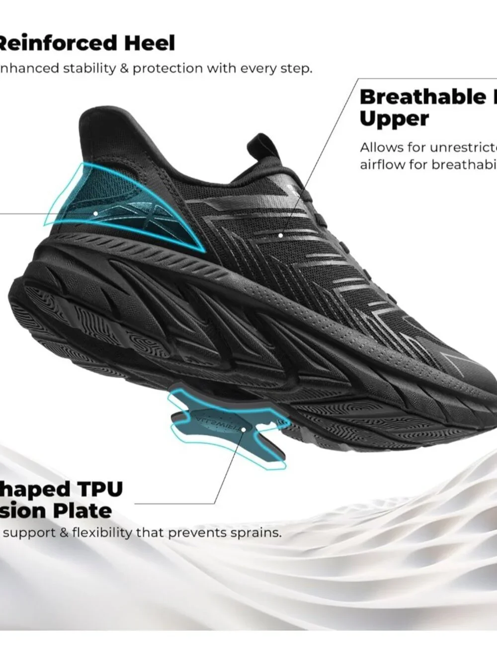 Women's All Black Slip On Walking Shoes Running Comfortable Breathable Sneakers